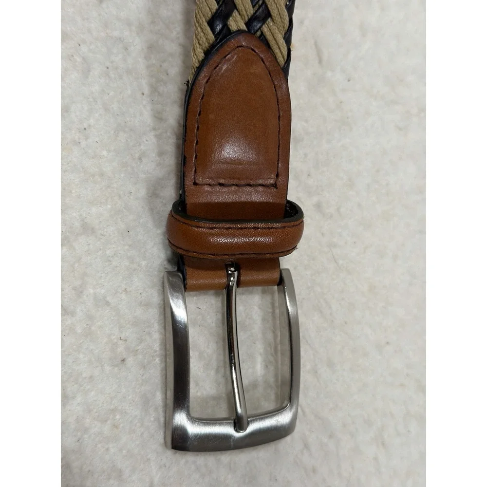 Mens Braided Leather Rope Belt Size 36 Brown Tan Black Preppy Boho Woven